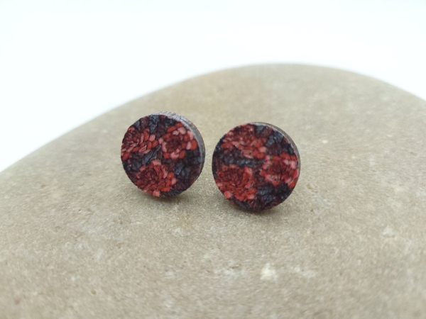 Rosen 3D Holz Scheiben Ohrstecker